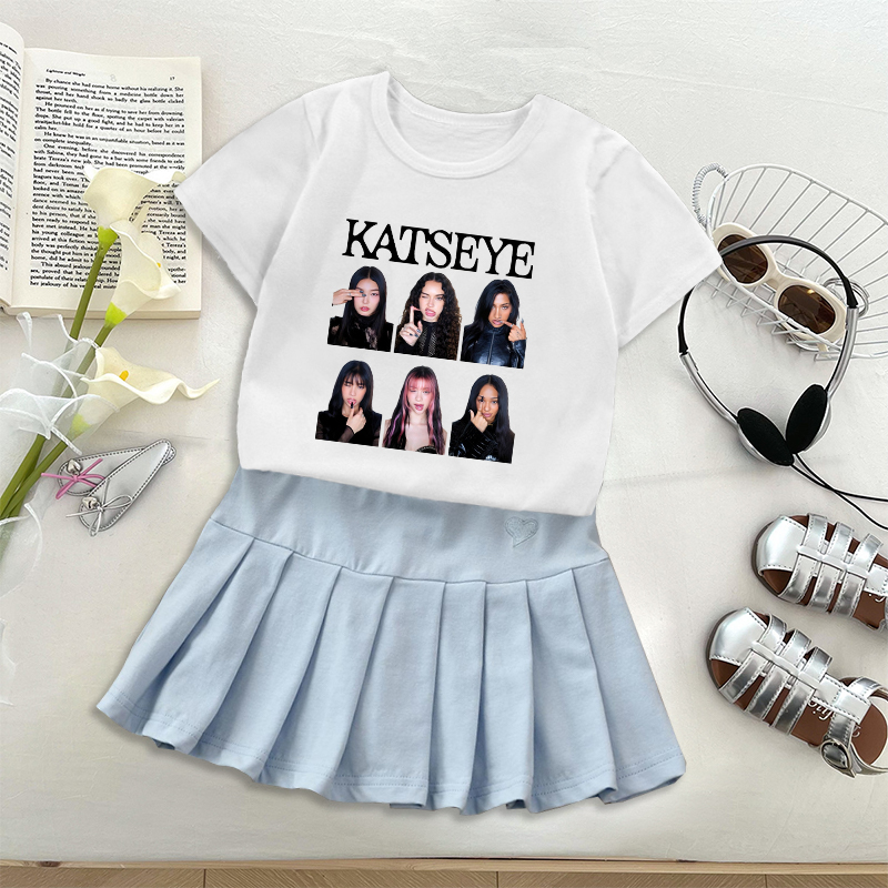 Fashion K POP K-KATSEYE T-shir - Embroidery Skirt ulasan dan harga