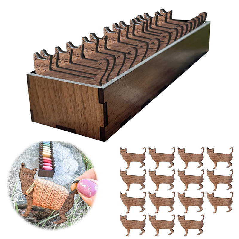 Wooden Animal Sheep Cat Bobbin - Embroidery Floss ulasan dan harga