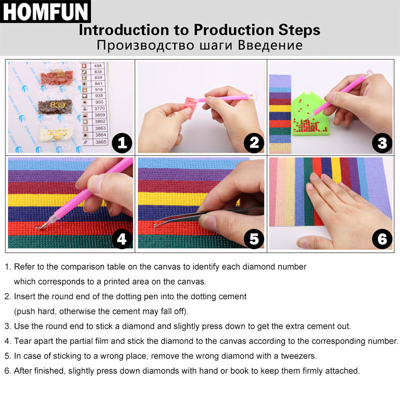 HOMFUN Art 5D Diy Diamond Pain - Embroidery Quote ulasan dan harga