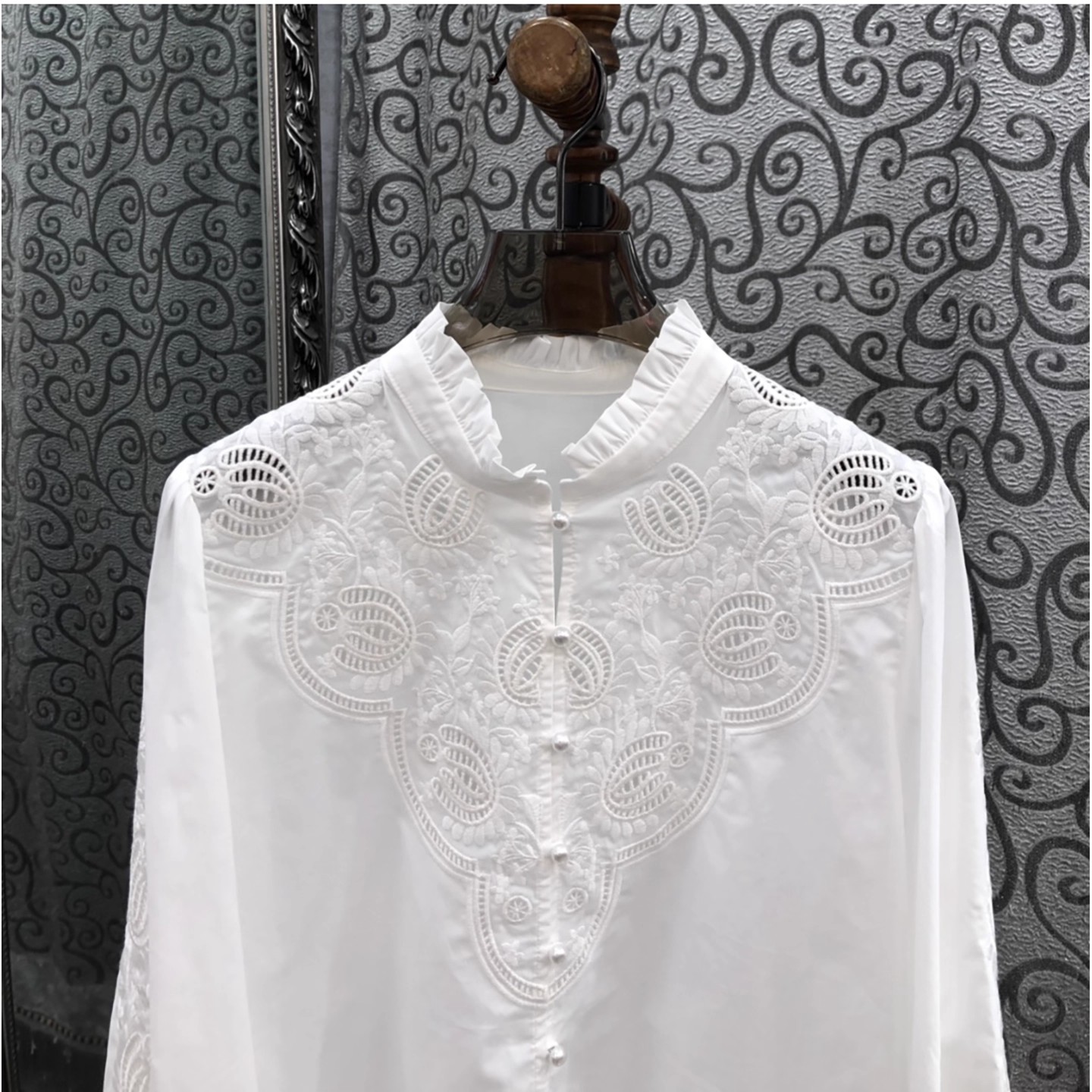 100%Cotton Shirts 2025 Autumn  - Embroidery Flower Pattern ulasan dan harga