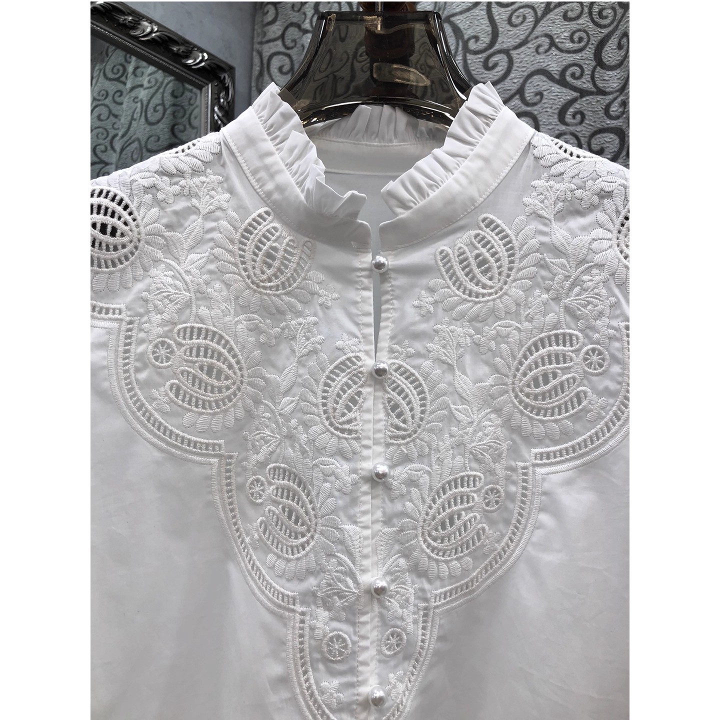 100%Cotton Shirts 2025 Autumn  - Embroidery Flower Pattern ulasan dan harga