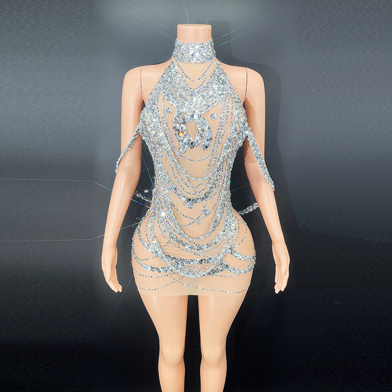 Sexy Sparkly Silver Prom Dress - Embroidery Skirt ulasan dan harga