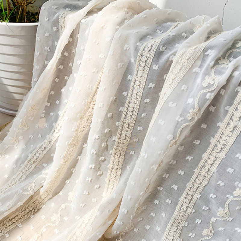 White beige stripes embroidery - Embroidery White Dress ulasan dan harga