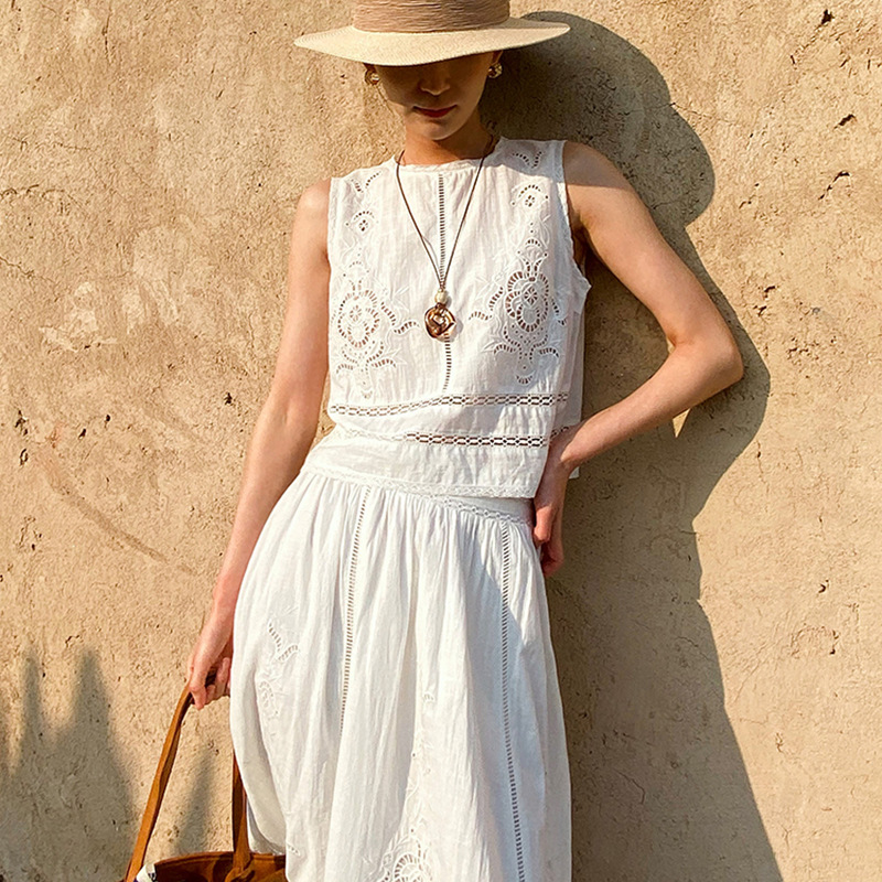 French Designer Boho White Cot - Embroidery Uniforms ulasan dan harga