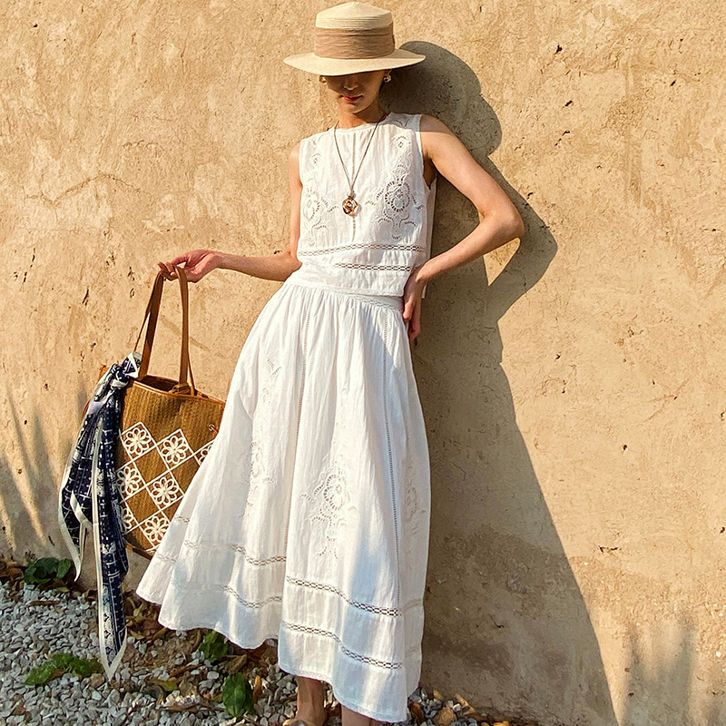 French Designer Boho White Cot - Embroidery Uniforms ulasan dan harga