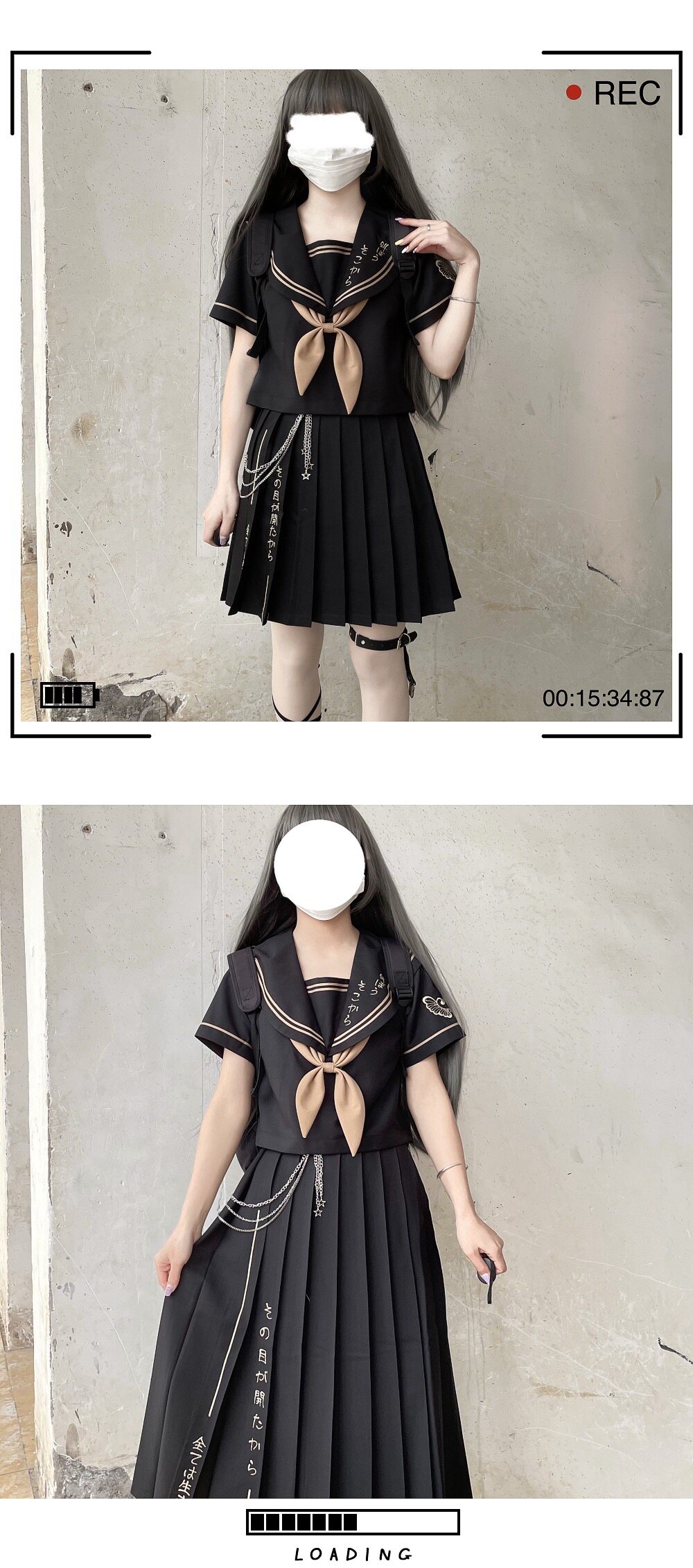 Girl JK Sailor Suit Two Piece  - Embroidery Uniforms ulasan dan harga