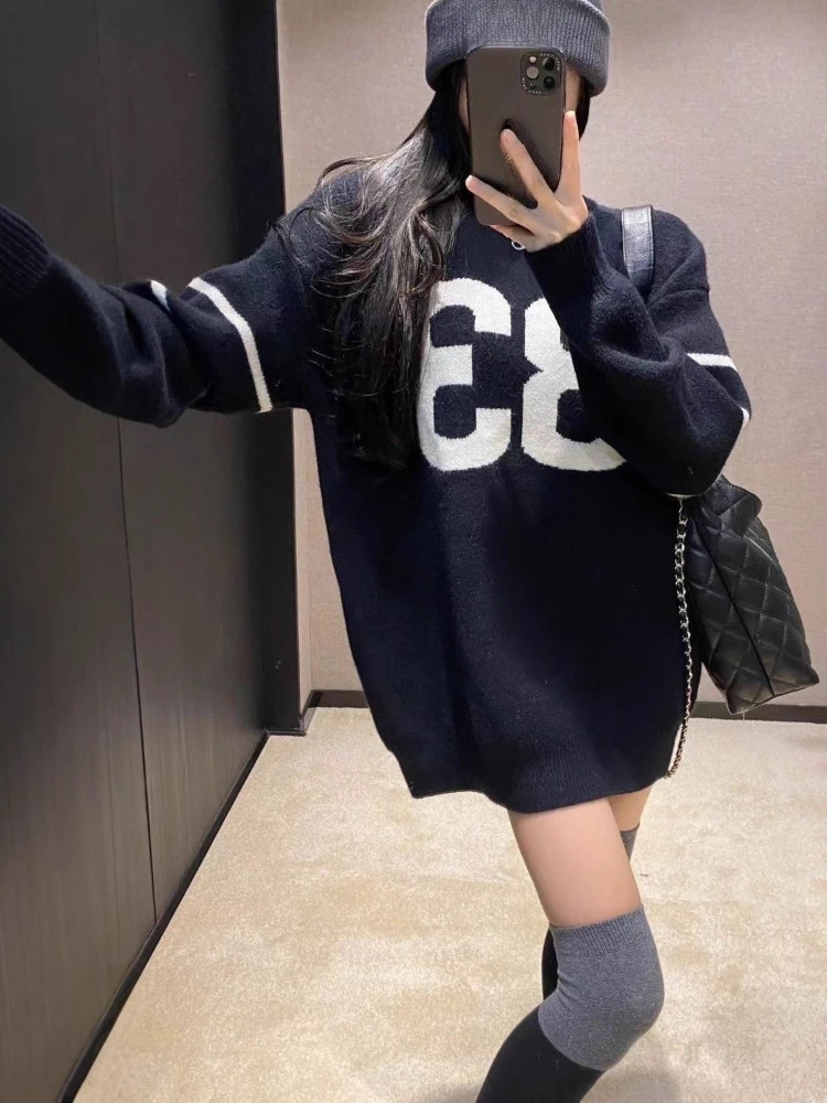 Y2K Vintage Knitted Sweater Wo - Embroidery A ulasan dan harga