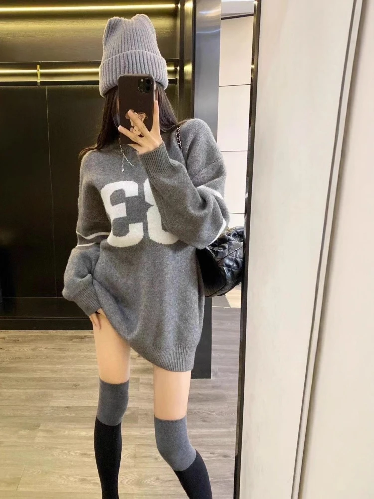 Y2K Vintage Knitted Sweater Wo - Embroidery A ulasan dan harga