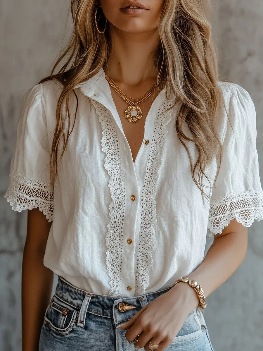 Elegant Women's Shirts Casual  - Embroidery Uniforms ulasan dan harga