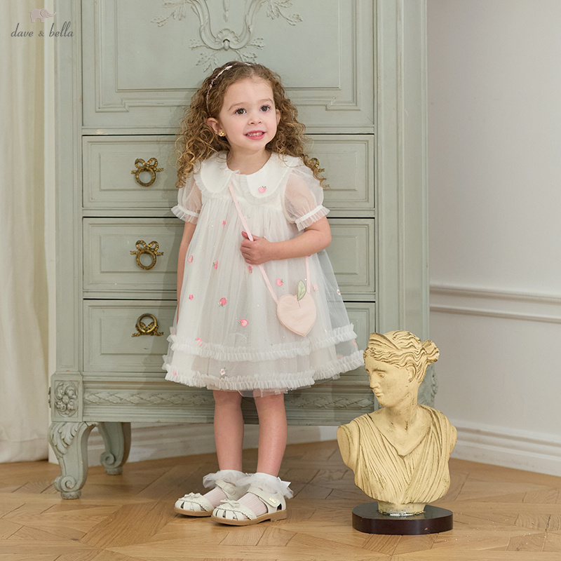 Dave Bella Girls Baby Mesh Pri - Embroidery White Dress ulasan dan harga