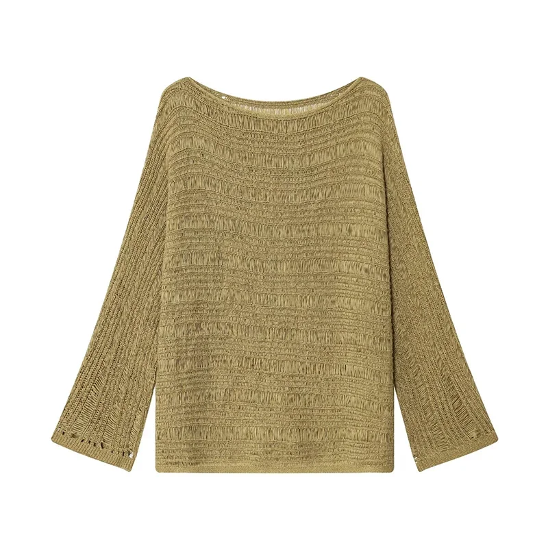 Vintage Boat Neck Knit Sweater - Embroidery A ulasan dan harga