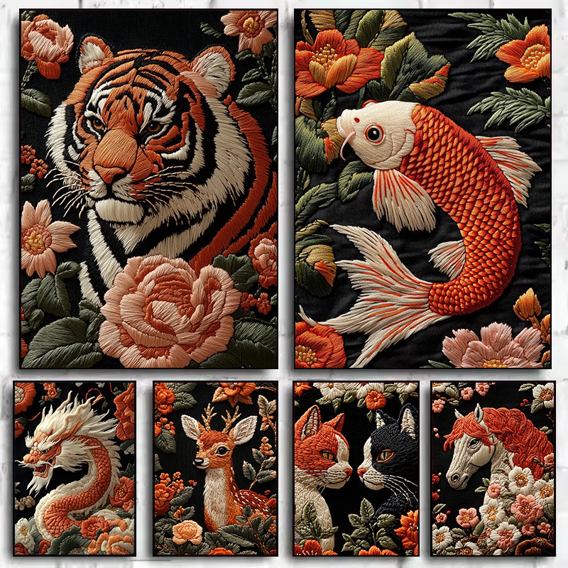 1PC Embroidery Style Art Anima - Embroidery Painting ulasan dan harga