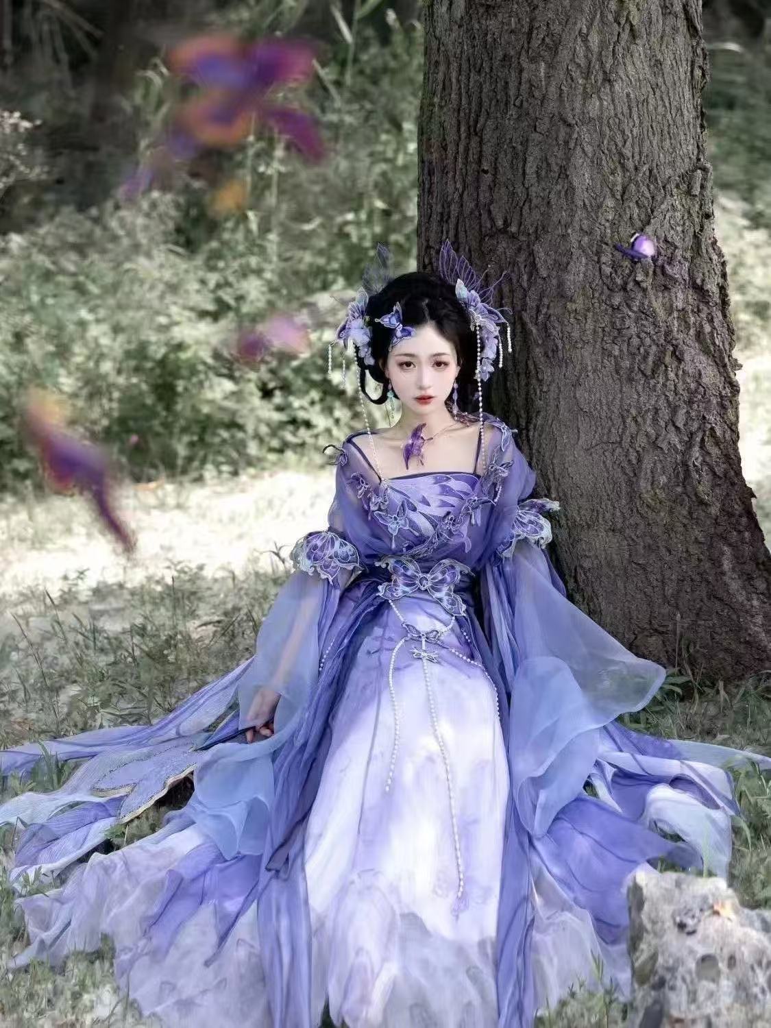 Original Chinese Purple Hanfu  - Embroidery Skirt ulasan dan harga