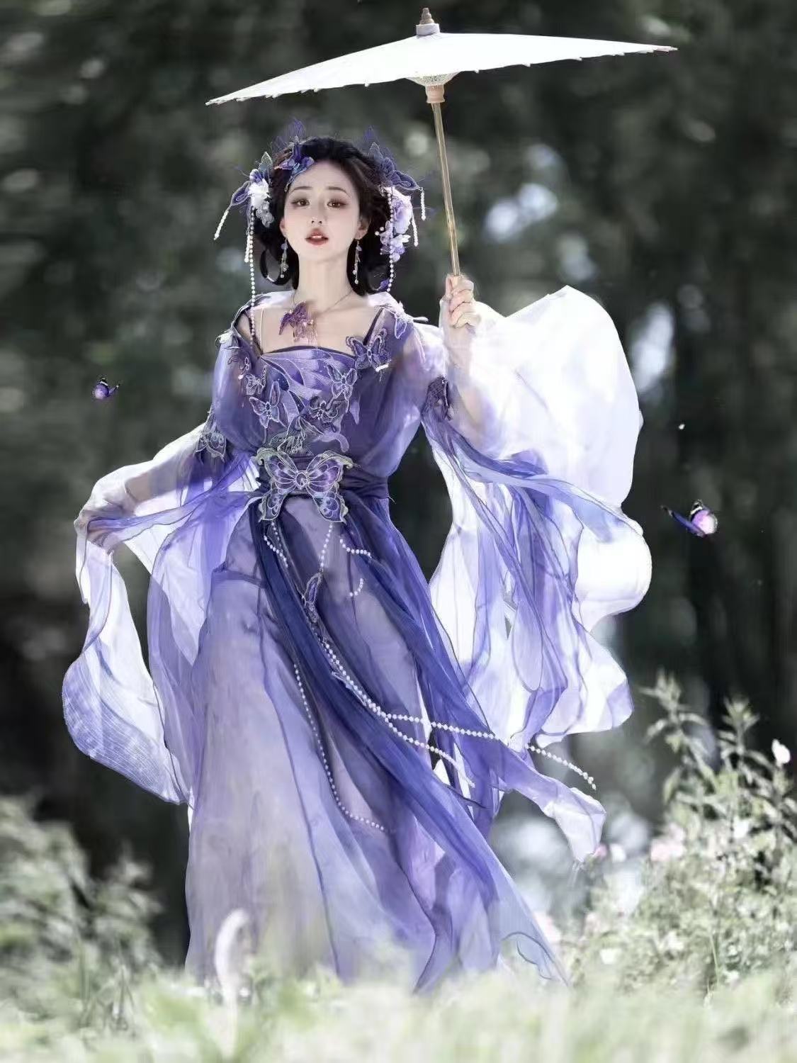 Original Chinese Purple Hanfu  - Embroidery Skirt ulasan dan harga