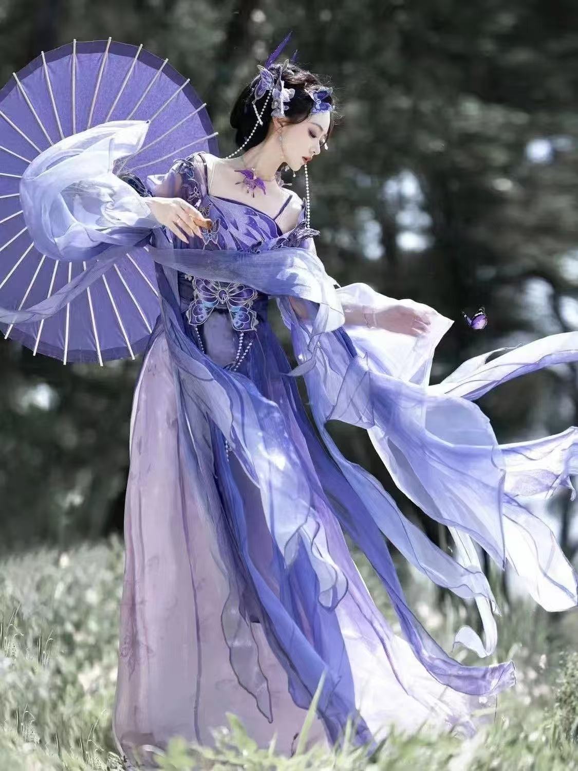 Original Chinese Purple Hanfu  - Embroidery Skirt ulasan dan harga