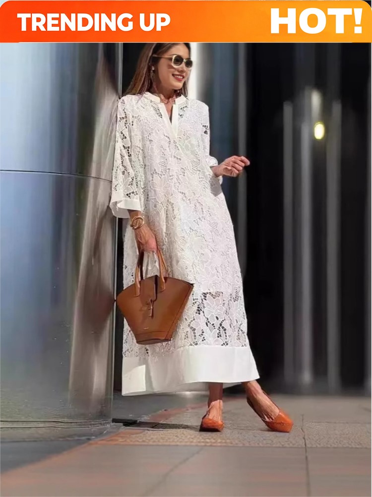 White Embroidery Lace Dress Wo - Embroidery White Dress ulasan dan harga