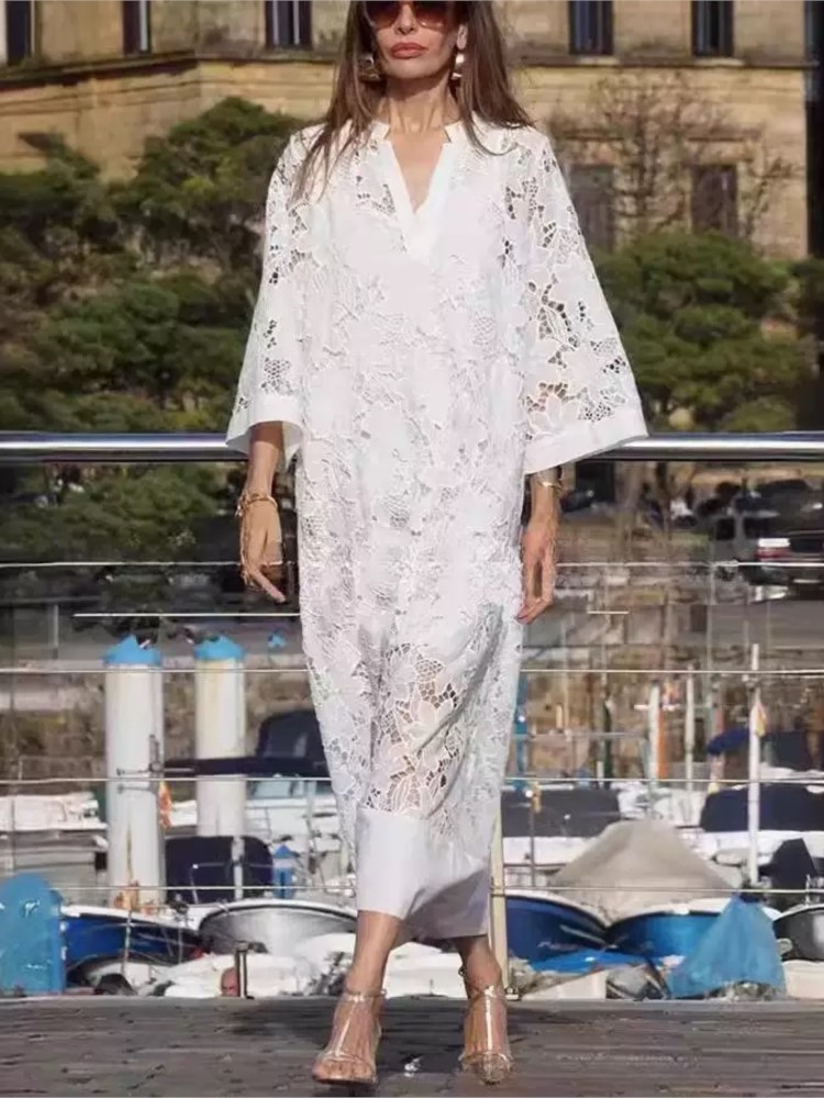 White Embroidery Lace Dress Wo - Embroidery White Dress ulasan dan harga