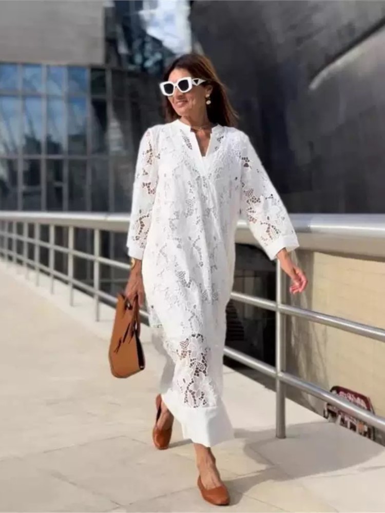 White Embroidery Lace Dress Wo - Embroidery White Dress ulasan dan harga