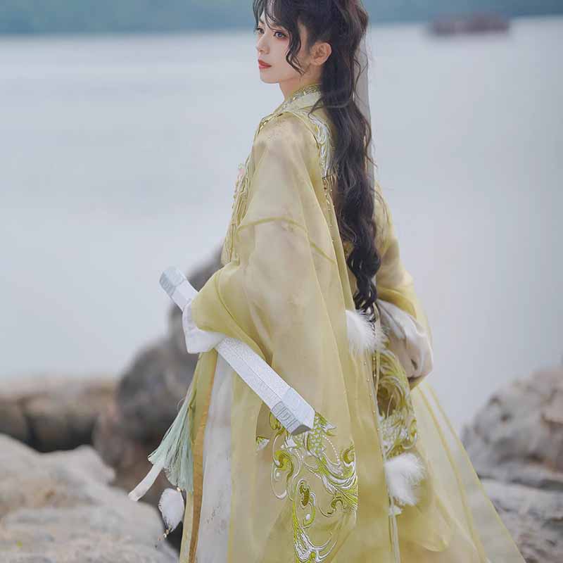 Wuxia Swordsman Hanfu Outfit M - Embroidery Yellow ulasan dan harga