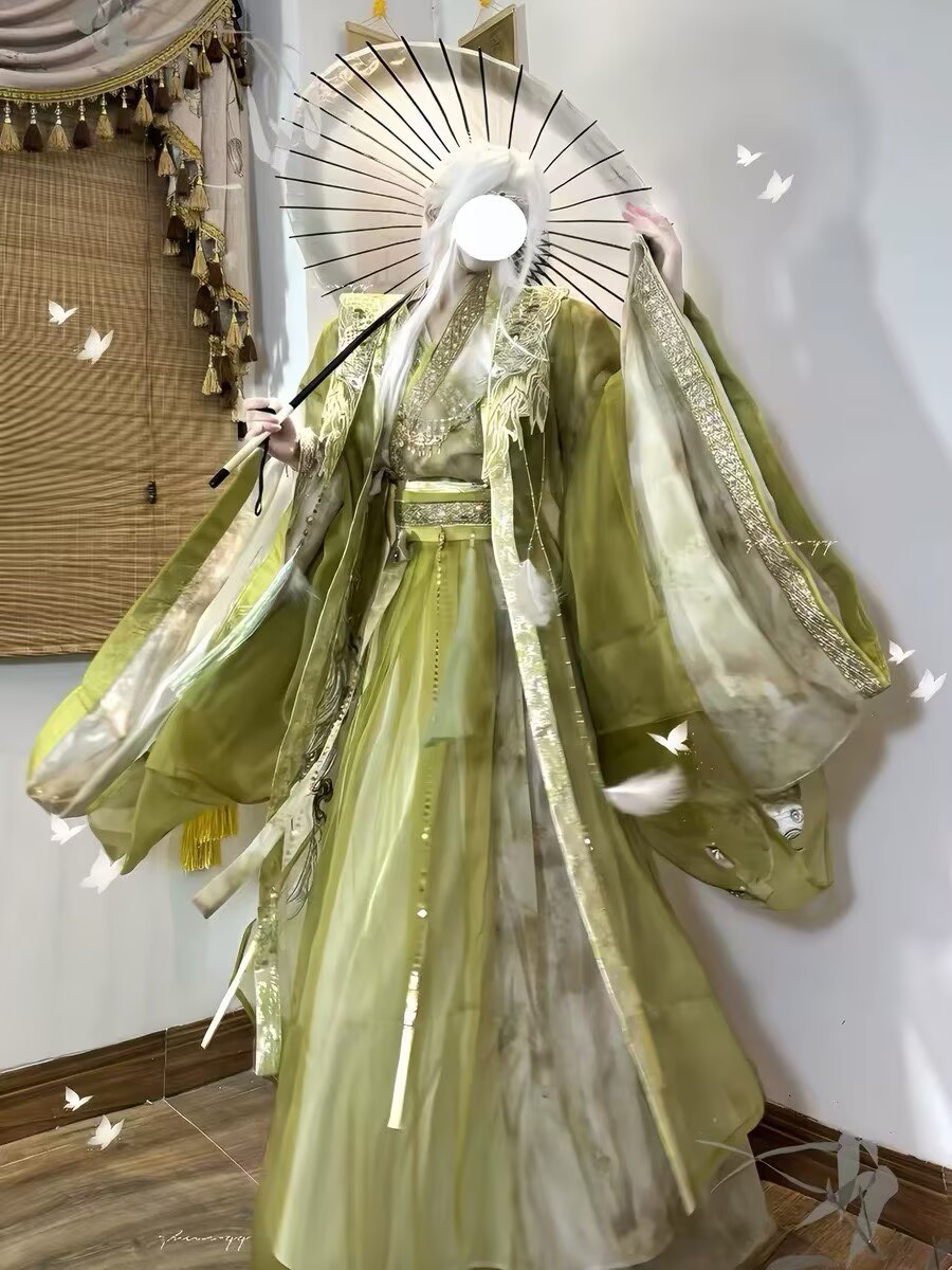 Wuxia Swordsman Hanfu Outfit M - Embroidery Yellow ulasan dan harga