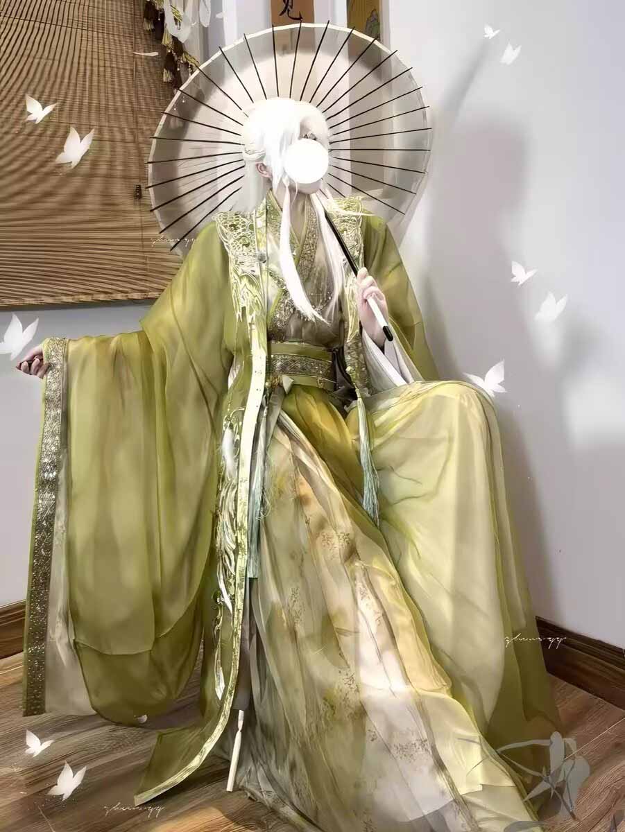 Wuxia Swordsman Hanfu Outfit M - Embroidery Yellow ulasan dan harga
