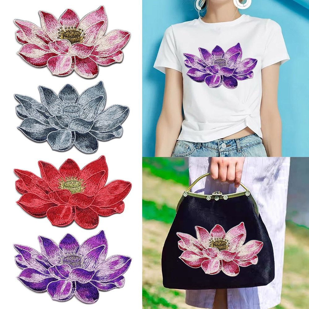 Soft Lotus Flower Patch Embroi - Embroidery Flower Pattern ulasan dan harga