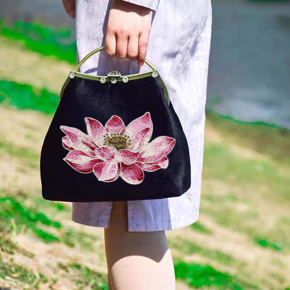 Soft Lotus Flower Patch Embroi - Embroidery Flower Pattern ulasan dan harga