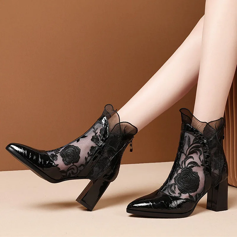 High Heels Women Sexy Embroide - Embroidery Flower ulasan dan harga