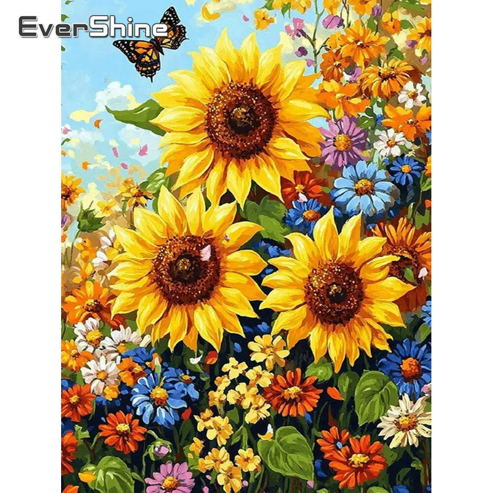 Evershine Full Square Round Di - Embroidery Daisy Flower ulasan dan harga