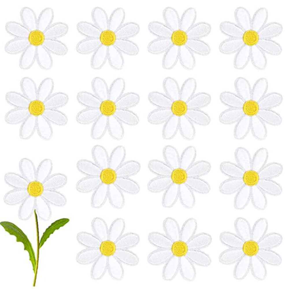 10Pcs Daisy Flower Iron On Pat - Embroidery Daisy Flower ulasan dan harga