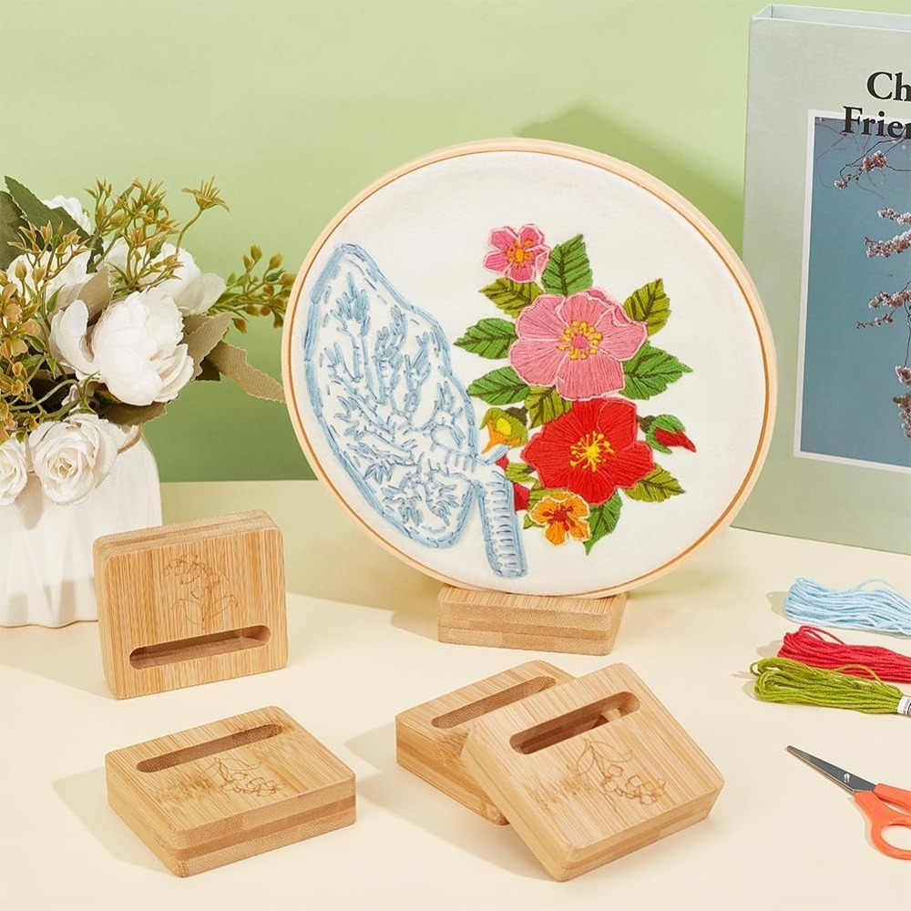 6Pcs Embroidery Hoop Rectangle - Embroidery Flower Pattern ulasan dan harga