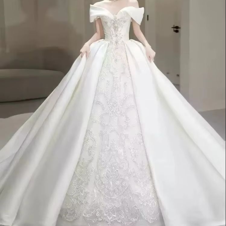 Chic Wedding Dresses Off Shoul - Embroidery Skirt ulasan dan harga
