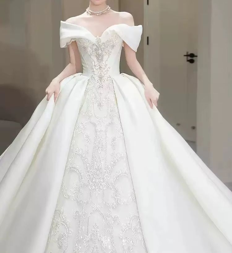Chic Wedding Dresses Off Shoul - Embroidery Skirt ulasan dan harga