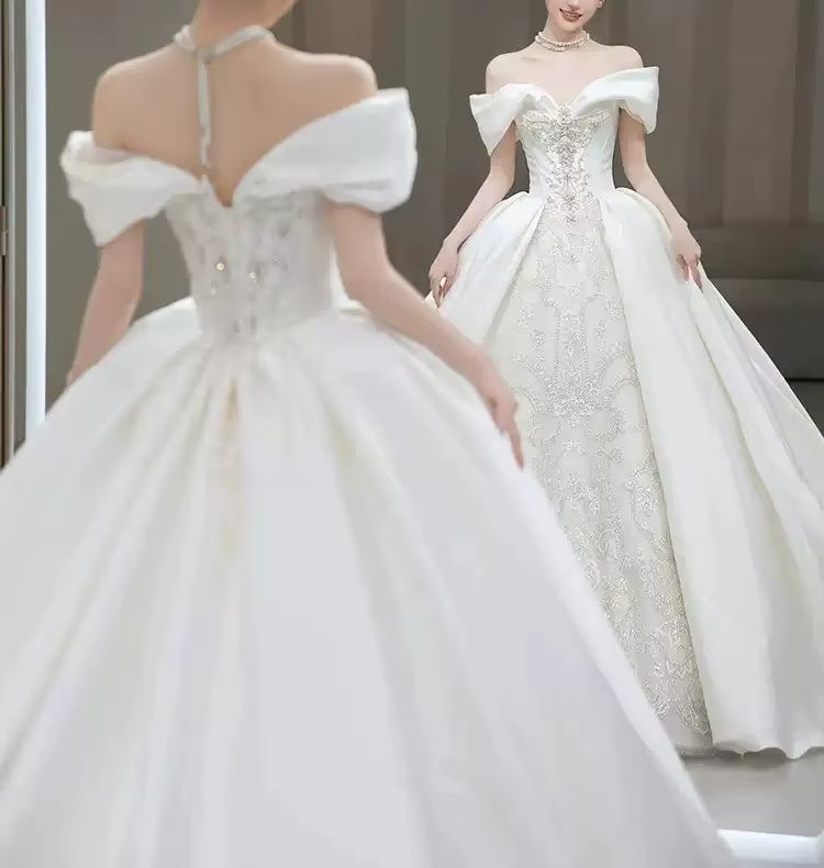 Chic Wedding Dresses Off Shoul - Embroidery Skirt ulasan dan harga