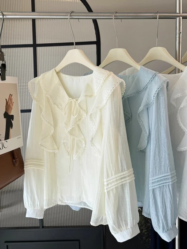 French V-Neck Chic Long Sleeve - Embroidery A ulasan dan harga