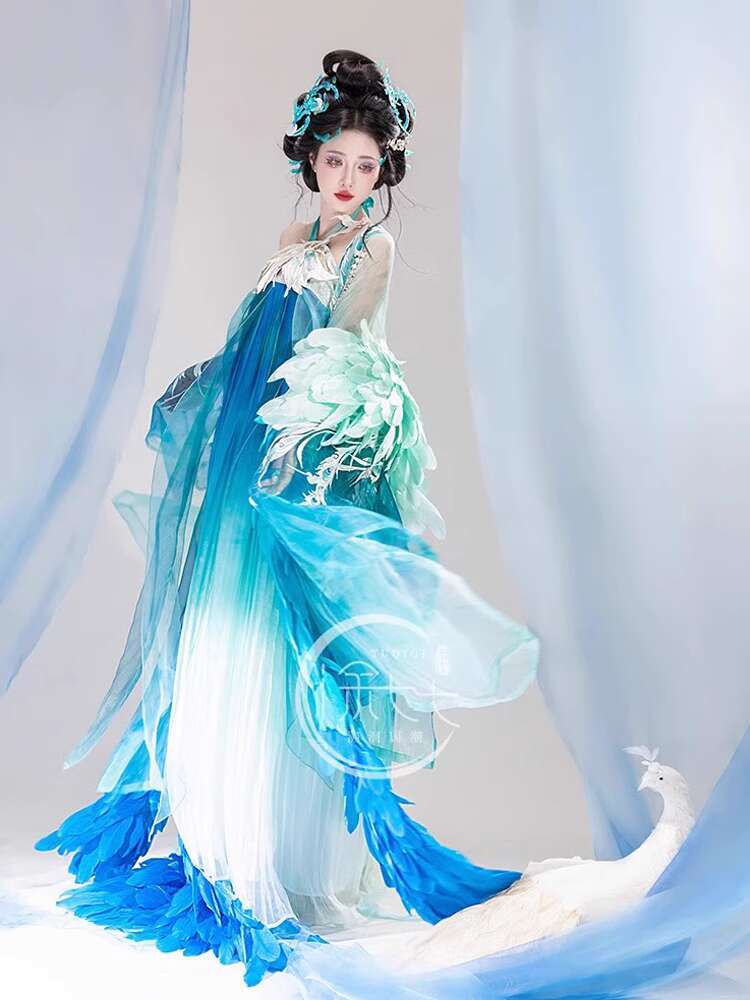New Peacock Hanfu Womens fashi - Embroidery Skirt ulasan dan harga