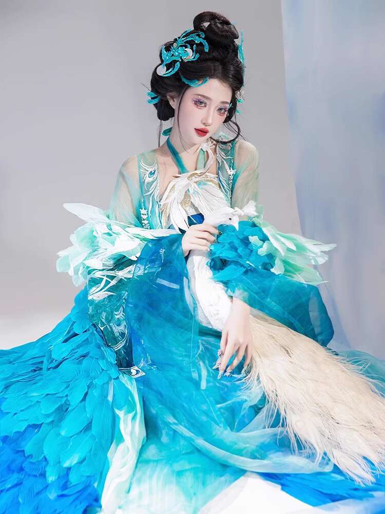 New Peacock Hanfu Womens fashi - Embroidery Skirt ulasan dan harga