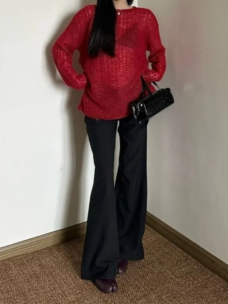 Y2K See-Through Knitted Women' - Embroidery A ulasan dan harga